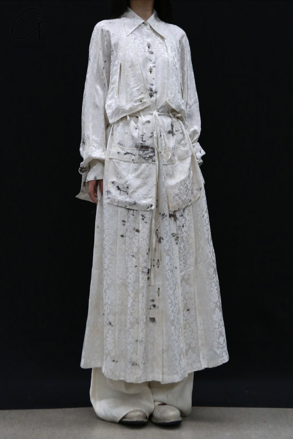 Mutedance 24 Autumn and Winter Flower Dye Button Long Dress MD-MD24FW103-hoary